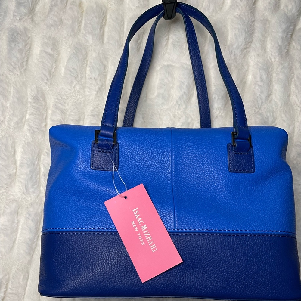 Isaac Mizrahi color block satchel handbag - blue